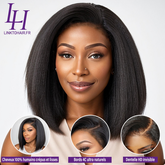 4C Edges Bob Glueless Minimalist Lace C Part Human Hair Wig | Trendy short cut