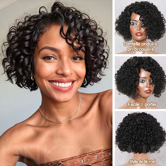 Linktohair Perruque Bob Ondulée Sans Colle Perruques Avant En Dentelle De Cheveux Humains