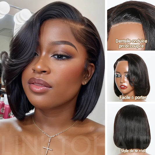 5x5 Bob Wig Glueless Wear Go Side Part Wave Human Hair 