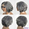 Perruque De Dentelle De Fermeture 5x5 Sans Colle De Style Bob Avec Partie Latérale Sel Et Poivre De Conception Limitée À La Mode