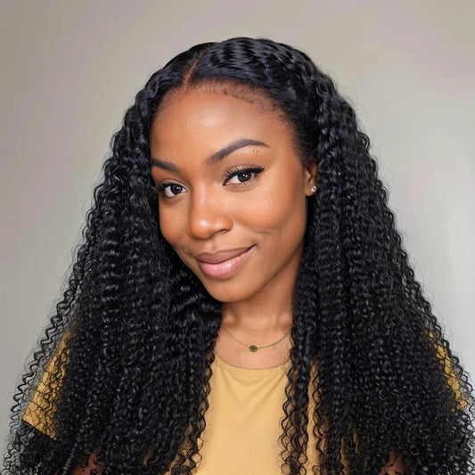 13x4 HD Lace Frontal Wig Deep curly 4C Edges Natural Black Human Hair