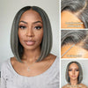 Perruque En Dentelle Avec Fermeture 5x5 Sans Colle Salt And Pepper Straight Bob