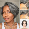Perruque courte coupe Pixie 5x5 avec dentelle frontale en C 100 % cheveux humains