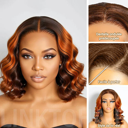 Chic Ombre Brown | 5x5 Lace Glueless Short Loose Wave Wig