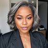 LinktoHair sel et poivre sans colle 5x5 fermeture dentelle perruque partie latérale Bob Style
