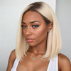 #4/613 Perruques Bob Blondes Avec Racines Marron Foncé Perruques Bob Ombre Closure Lace