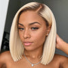 #4/613 Perruques Bob Blondes Avec Racines Marron Foncé Perruques Bob Ombre Closure Lace