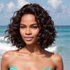 Perruque Bob Loose Wave Marron Foncé En Dentelle Sans Colle Avec Fermeture 5x5