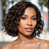 Perruque Bob Loose Wave Marron Foncé En Dentelle Sans Colle Avec Fermeture 5x5
