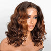 5x5 Sans Colle Courte Bob Perruque Brun Ombré Loose Wave Cheveux Humains