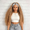 Perruque De Cheveux Humains Bandeau Ondulé Profond De Couleur Blond Miel