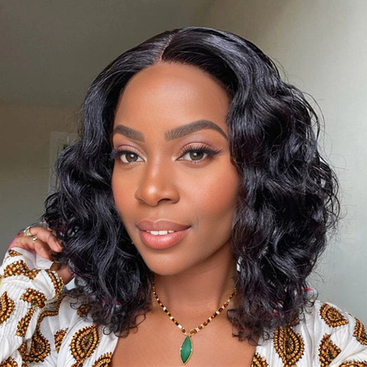 Perruque Bob Lace Wig Sans Colle Avec Fermeture 5x5 Adaptée Aux Débutants Et Aux Vagues D'eau Amples Et Matures