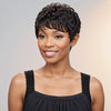 Perruque courte coupe Pixie ondulée naturelle noire sans colle