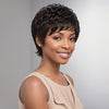 Perruque courte coupe Pixie ondulée naturelle noire sans colle