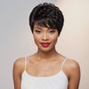 Perruque courte coupe Pixie ondulée naturelle noire sans colle