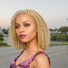 Blonde 613 Kinky Curly Bob Glueless 5x5 Closure Lace Facilement Reteinte