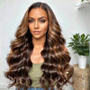 5x5Perruque Sans Colle Loose Wave Couleur Mélangé #4/27 Bouclé Cheveux Humains