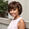Perruque brune Bob court Cheveux humains ondulés sans colle avec franges