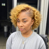 Couleur Marron Blond Saide Partie Bob Perruque Courte 5x5 Fermeture Dentelle Sans Colle Cheveux Humains