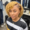 Couleur Marron Blond Saide Partie Bob Perruque Courte 5x5 Fermeture Dentelle Sans Colle Cheveux Humains