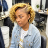 Couleur Marron Blond Saide Partie Bob Perruque Courte 5x5 Fermeture Dentelle Sans Colle Cheveux Humains