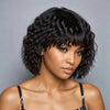 Perruque Bob Sans Colle Water Wave Avec Bang 100% Cheveux Humains