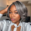 LinktoHair sel et poivre sans colle 5x5 fermeture dentelle perruque partie latérale Bob Style