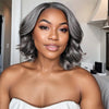 LinktoHair sel et poivre sans colle 5x5 fermeture dentelle perruque partie latérale Bob Style