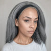 Perruque Bandeau De Cheveux Humains Gris Crépus Soufflés À La Mode