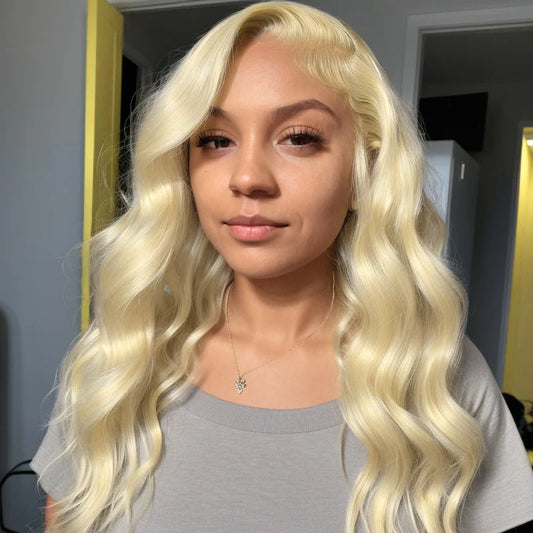 Linktohair Perruque Body Wave Blonde 613 Avec Fermeture Hd 5x5 Sans Colle Avec Capuchon Dôme 3d Sécurisé