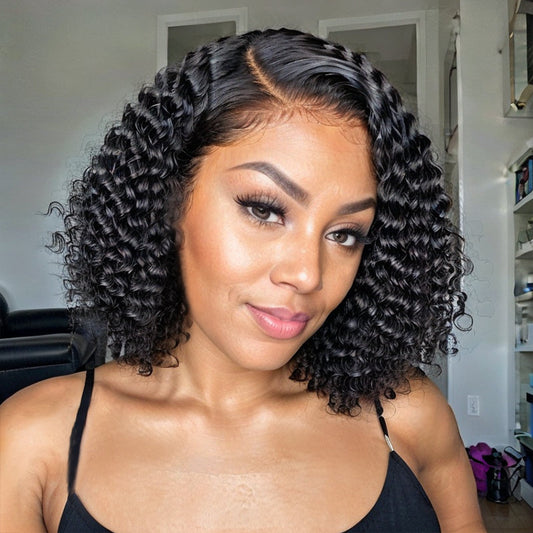 Perruque courte Bob avec fermeture en dentelle 5x5 Deep Wave de LinktoHair