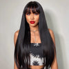LinktoHair Glueless Natural Black Straight Wig with Bang 100% Human Hair