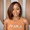 Linktohair Brown Perruque Asymétrique Coupe En Couches 13x4 Frontale Dentelle Perruques De Cheveux Humains