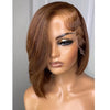Linktohair Brown Perruque Asymétrique Coupe En Couches 13x4 Frontale Dentelle Perruques De Cheveux Humains