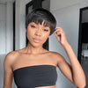 Linktohair Mullet Naturel Noir Pixie Cut Bangs Années 80 Années 90 Perruque De Mulet Courte