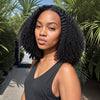 Perruques Afro Bouclées Sans Colle V Part Cheveux Humains Sans Laisser De Côté Adaptés Aux Débutants