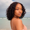 LINKTOHAIR Twist Roll Wave Bob Sans Colle 5x5 Fermeture Dentelle Perruque Cheveux Noirs Courts