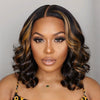 Perruque courte Loose Wave Blonde Mix 5x5 avec fermeture en dentelle HD sans colle et raie latérale