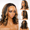 Perruque courte Loose Wave Blonde Mix 5x5 avec fermeture en dentelle HD sans colle et raie latérale