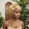 Glueless Perruque Bob Courte Blonde 613 Avec Fermeture 5x5 Et Partie Latérale En Dentelle