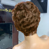 Perruque Frontale En Dentelle Courte Coupe Lutin 13x4 Cheveux Bruns Perruque Bouclée 100% Cheveux Humains