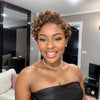 Perruque Frontale En Dentelle Courte Coupe Lutin 13x4 Cheveux Bruns Perruque Bouclée 100% Cheveux Humains