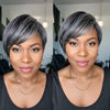 Perruque courte coupe Pixie 5x5 avec dentelle frontale en C 100 % cheveux humains