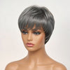 Linktohair Perruque Courte Coupe Lutin En Cheveux Humains Sel Et Poivre