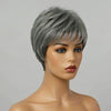 Style tendance limité | Perruque coupe Pixie poivre et sel 100 % cheveux humains