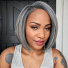 Perruque En Dentelle Avec Fermeture 5x5 Sans Colle Salt And Pepper Straight Bob