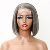 Perruque En Dentelle Avec Fermeture 5x5 Sans Colle Salt And Pepper Straight Bob