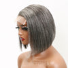 Perruque En Dentelle Avec Fermeture 5x5 Sans Colle Salt And Pepper Straight Bob