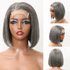Perruque En Dentelle Avec Fermeture 5x5 Sans Colle Salt And Pepper Straight Bob