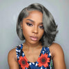 Perruque de cheveux humains ondulés sans colle gris sel et poivre 5x5 HD Lace Front